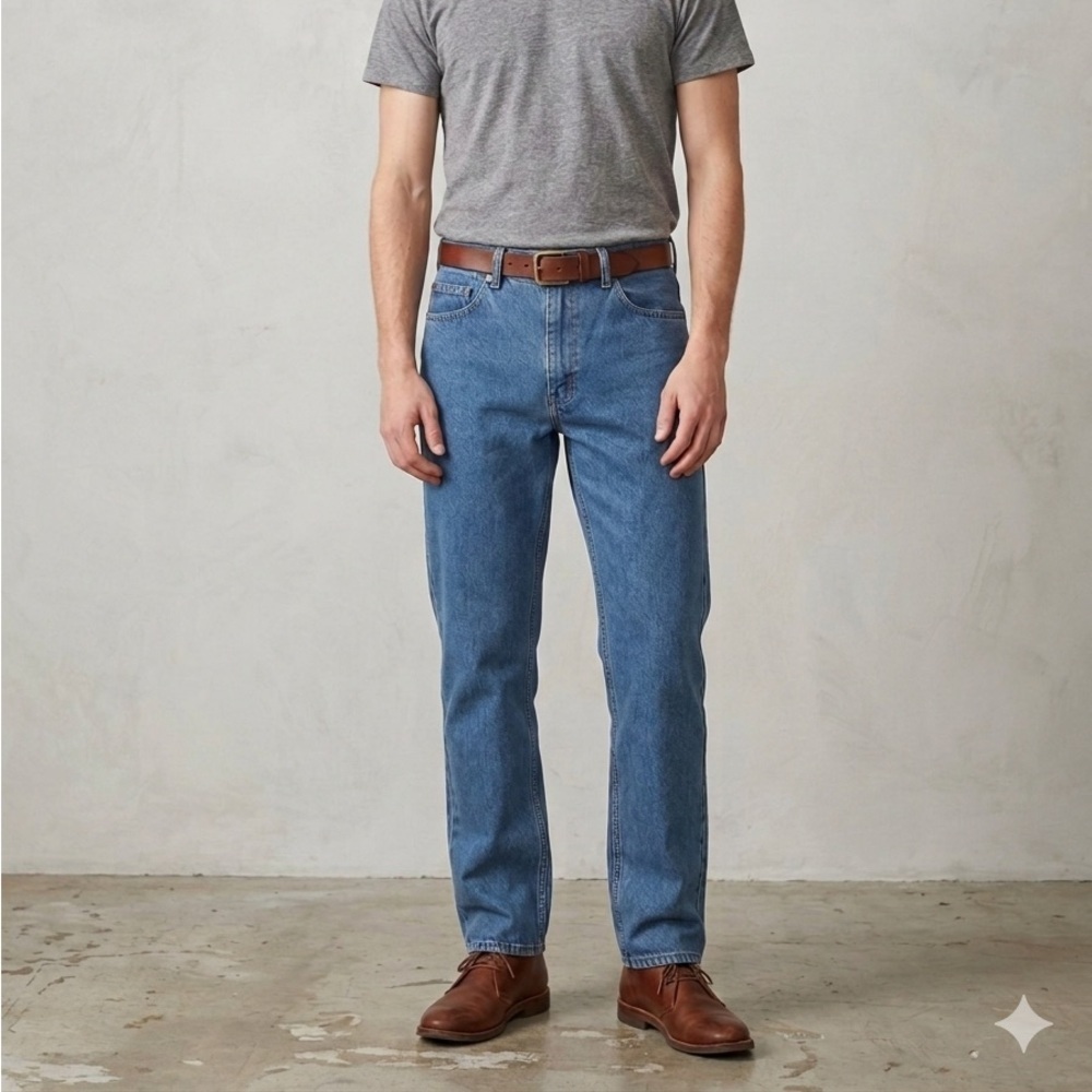 Old Mill Men’s Fleece-Lined Bonded Jeans - Size 34x32 - Medium Wash